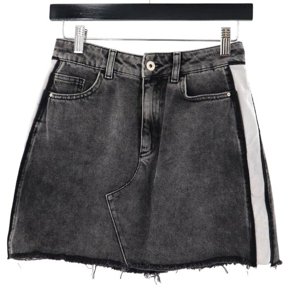 Zara Basic Denim Mini Skirt Womens S Black Trendy Moto Alt Grunge Streetwear Y2K - Picture 1 of 8